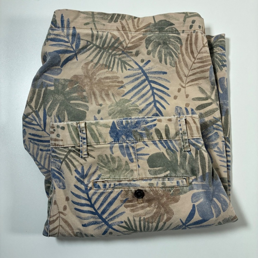 Gap Chino Shorts 36 10" Beige Palm Tree All Over Print Tropical Stretch (Tag 34)